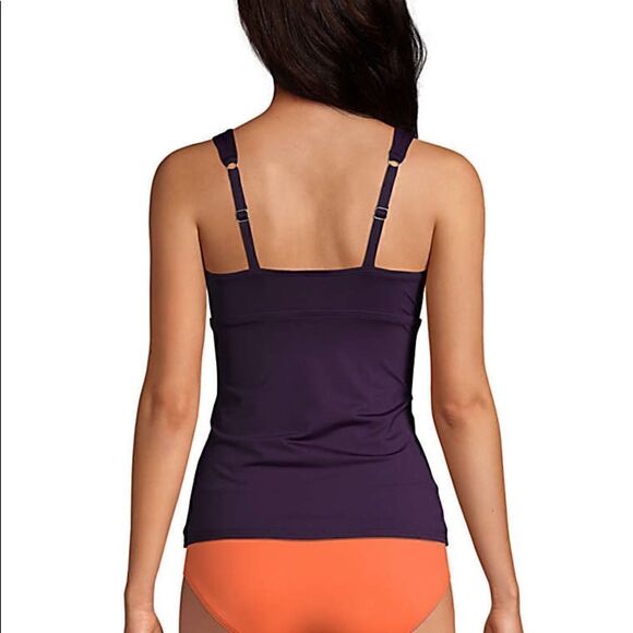 Land’s End Plus Standard Control Lining Grecian Tankini BLACK or Blackberry Var - Picture 5 of 11